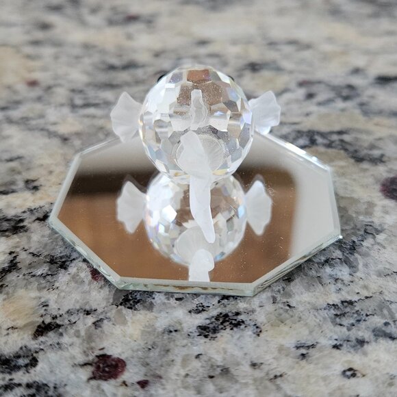 SWAROVSKI CRYSTAL PUFFER BLOWFISH GOLDFISH FIGURINE & MIRROR ORIGINAL BOX - Picture 4 of 15